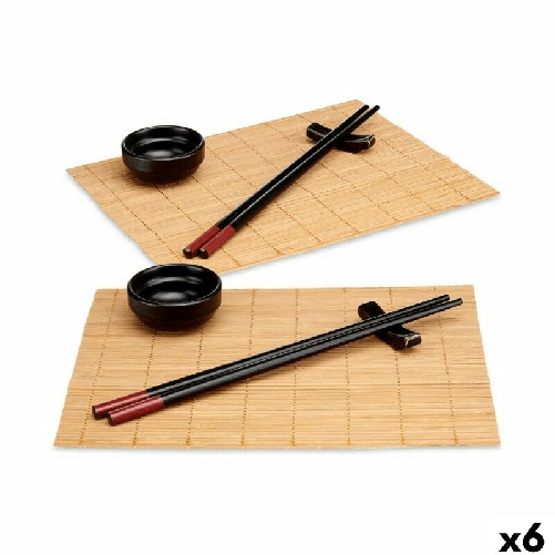 Kinvara Set per Sushi Kinvara SJ4702 Nero Naturale Bambù servizio di piatti (8 Pezzi) (6 Unità)
