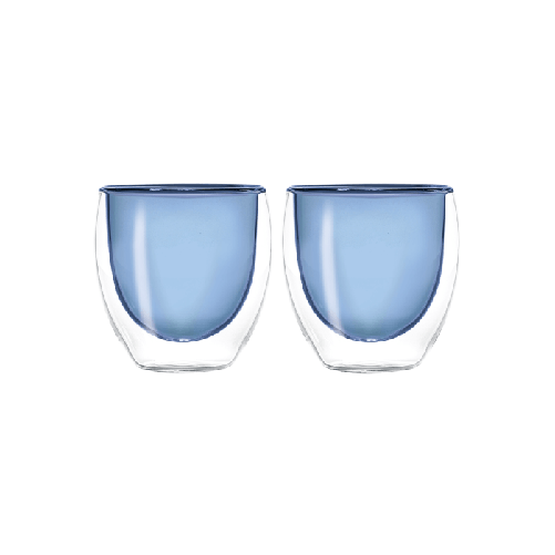 WD LIFESTYLE Set 2 bicchierini blu in vetro borosilicato doppia parete