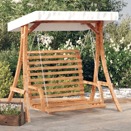 VidaXL Panca a Dondolo con Tetto Massello di Abete Finitura in Teak