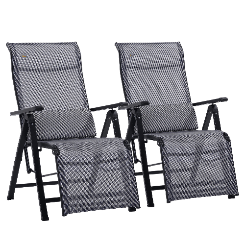 Outsunny Sedia Sdraio da Giardino Zero Gravity Set 2 Pezzi con Schienale Regolabile su 9 Posizioni e