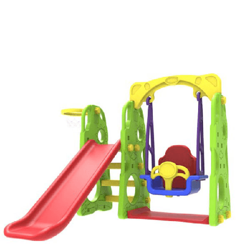 Colibrì Pidema:Playground bambini in plastica per esterno, completo di scivolo e altalena bambini