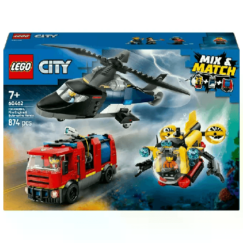 LEGO Set Costruzioni City 60462 Elicottero Autopompa Sottomarino MixeMatch per Creativita' senza