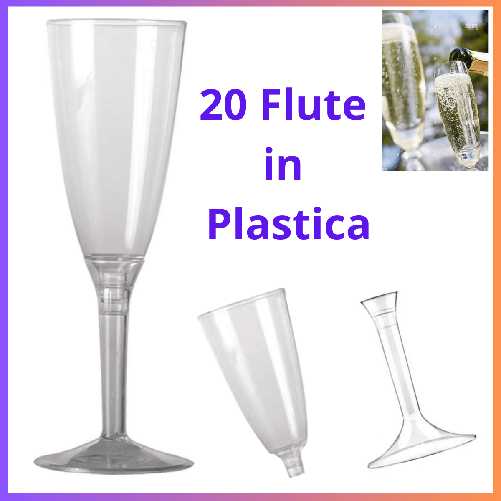 Big Party 20 flute da champagne calici plastica crystal per prosecco bicchieri festa party promessa di