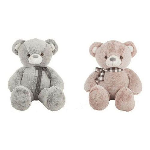 BigBuy Fun Orsetto di Peluche Grigio Rosa Poliestere Acrilico 75 cm