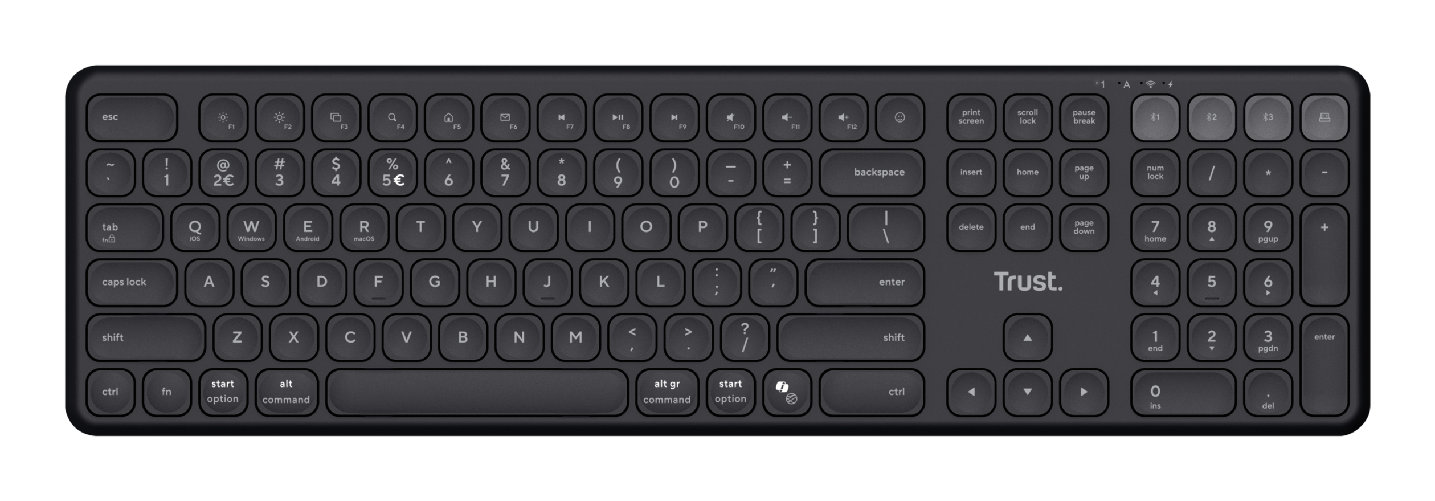Trust Vaiya tastiera Casa/ufficio RF senza fili Bluetooth QWERTZ Tedesco Nero