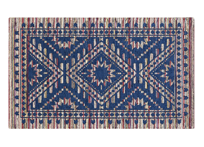 BIANCHERIAWEB Tappeto Arredo Salotto Antiscivolo Scendiletto Camera Dis. Kenya By Suardi Colore Blu,Misura 65x300