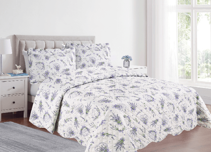 BIANCHERIAWEB Copriletto Trapuntato Quilt Estivo Piumino 100gr/mq Disegno Pinsonic Lavanda Colore Lavanda,Misura 1 Piazza e Mezza