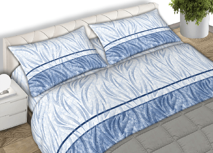 BIANCHERIAWEB Completo Lenzuola Letto 100% Cotone Made Italy Disegno Flames CN Colore Blu,Misura Piazza e Mezza