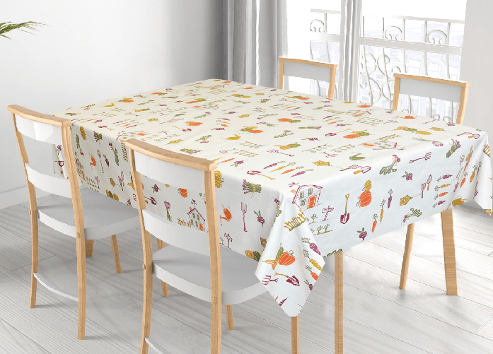 BIANCHERIAWEB Tovaglia Per Salotto Cucina Tavolo 100% Cotone Made In Italy Ortaggi RP Colore Ortaggi,Misura 140x140
