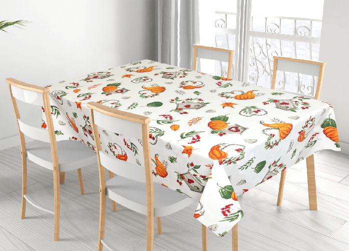 Tovaglia Per Salotto Cucina Tavolo 100% Cotone Made In Italy Zucca RP