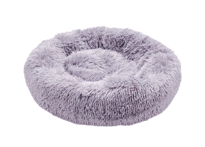 BIANCHERIAWEB Cuccia Cane Gatto Cuscino Peloso Morbido Peluches Caldo Rotondo Ciambella Animali Fluffy Colore Grigio Chiaro,Misura Grande