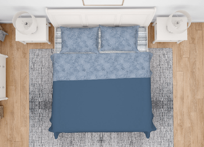 BIANCHERIAWEB Completo Lenzuola Letto Morbida Flanella 100% Cotone Disegno Lilly Colore Azzurro,Misura Piazza E Mezza