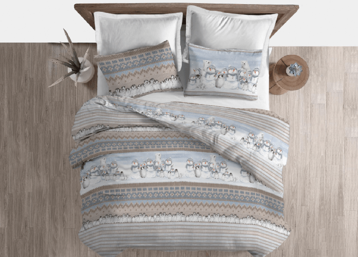 BIANCHERIAWEB Copripiumino Sacco Piumone Cotone Flanella Pensieri Delicati Inverno Polare Colore Beige,Misura Matrimoniale