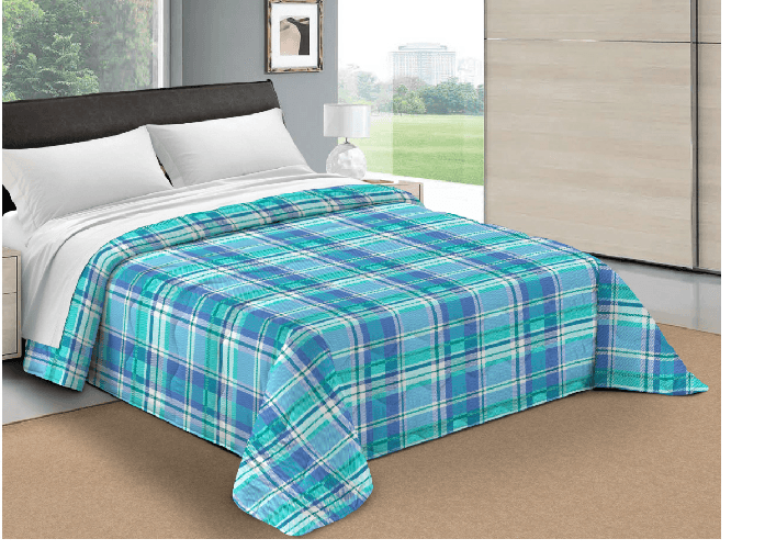 BIANCHERIAWEB Trapunta Piumone Letto Invernale Imbottita 300gr Scaldanotti Tartan Colore Azzurro,Misura Piazza E Mezza