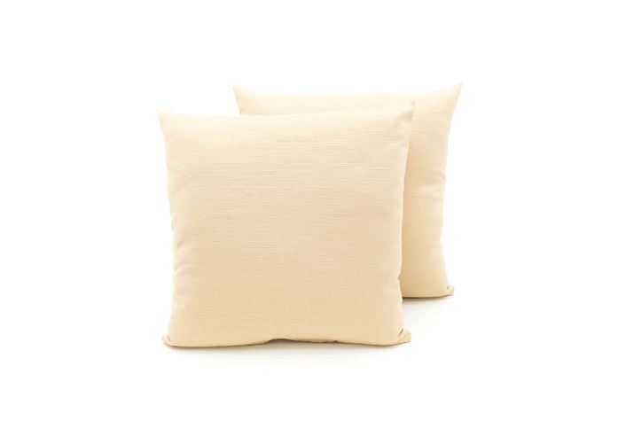 Coppia Cuscini Arredo Imbottiti Tessuto Ottoman In Tinta Unita Colore Beige 02