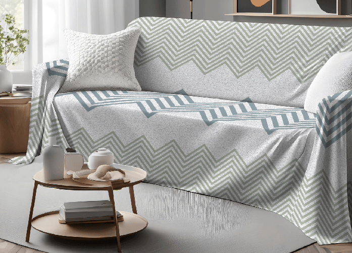 BIANCHERIAWEB Telo Arredo Granfoulard Copritutto Salvadivano 100% Cotone Dis. Zig Zag Colore Verde,Misura Matrimoniale