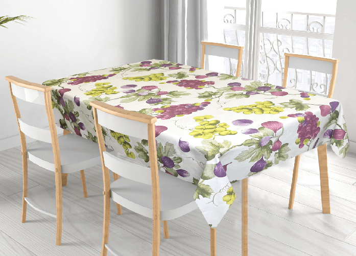BIANCHERIAWEB Tovaglia Per Salotto Cucina Tavolo 100% Cotone Made In Italy Uva E Fichi RP Colore Uva e fichi,Misura 140x240
