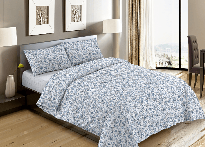 BIANCHERIAWEB Completo Lenzuola Letto Camera In 100% Cotone Made Italy Vari Disegni RP Colore Susan Azzurro,Misura Piazza 1-2