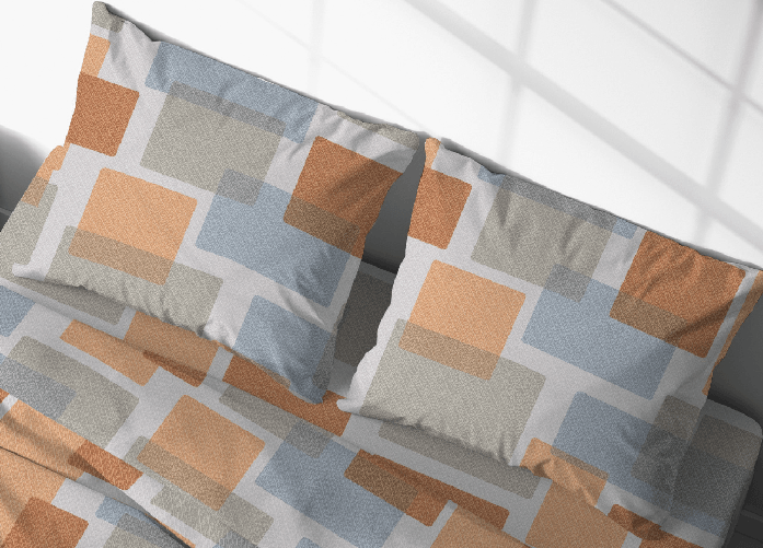 BIANCHERIAWEB Coppia Federe Cuscino Letto Bottoni Laterali 100% Cotone Disegno Square GI Colore Azzurro,Misura Federe