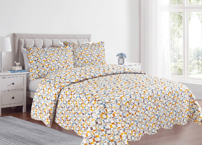 BIANCHERIAWEB Copriletto Trapuntato Quilt Estivo Piumino 100gr/mq Disegno Pinsonic Happy Colore Happy,Misura Matrimoniale