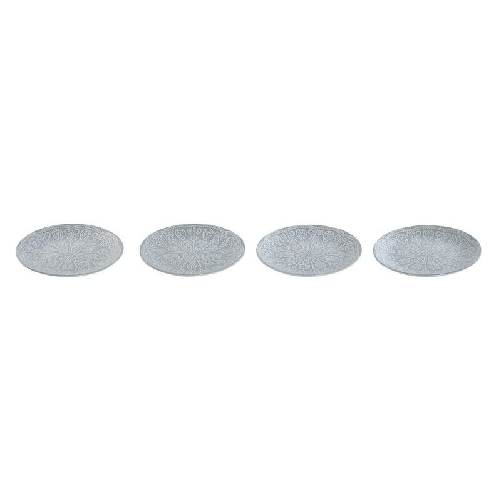 Home ESPRIT Set di piatti Home ESPRIT Azzurro Gres Mandala Arabo 19,5 x 19,5 x 2 cm