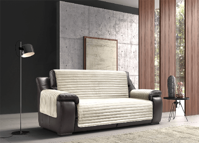 BIANCHERIAWEB Copridivano Antimacchia Trapuntato Modello Sofà Tortora-Beige Colore Tortora-Beige,Misura 2 Posti