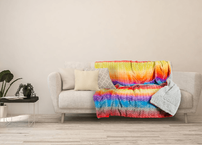 Plaid Coperta Divano Multicolore Retro Agnellato Pelliccia Sherpa Inverno Caldo