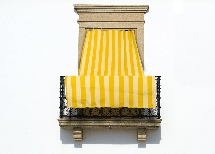 BIANCHERIAWEB Tenda Da Sole A Caduta Per Esterno Balcone Casa Telo Ombra Modello Riga Larga Colore Giallo,Misura 145x300