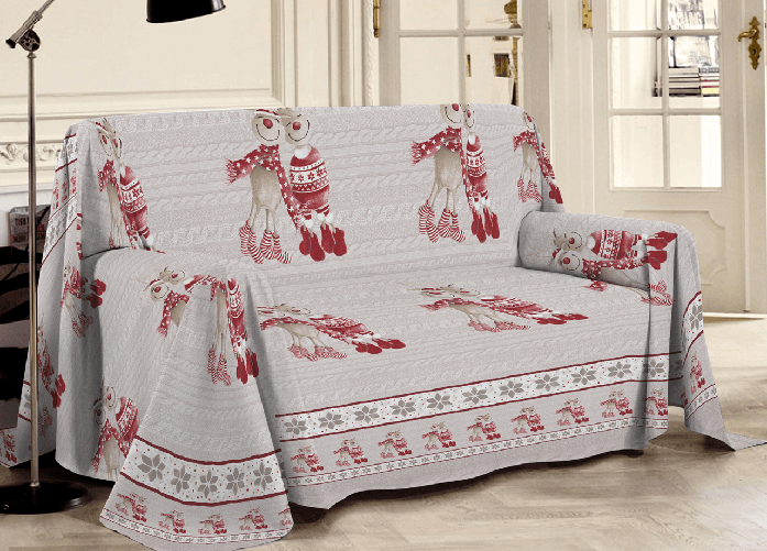 BIANCHERIAWEB Telo Arredo Multiuso Linea Pensieri Delicati In Cotone Disegno Renna Rosso Colore Rosso,Misura Matrimoniale