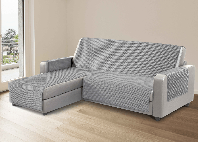 BIANCHERIAWEB Copridivano Per Divani Con Penisola Lato Destro Modello Sphere Grigio Colore Grigio,Misura 240 cm