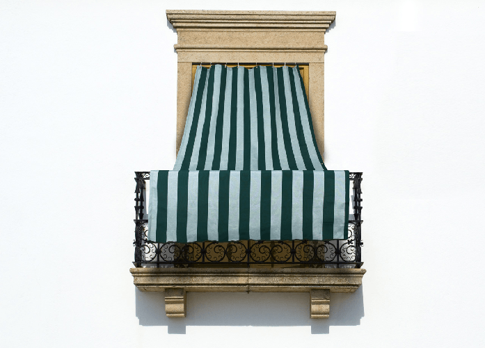 BIANCHERIAWEB Tenda Da Sole A Caduta Per Esterno Balcone Casa Telo Ombra Modello Riga Larga Colore Verde,Misura 145x300
