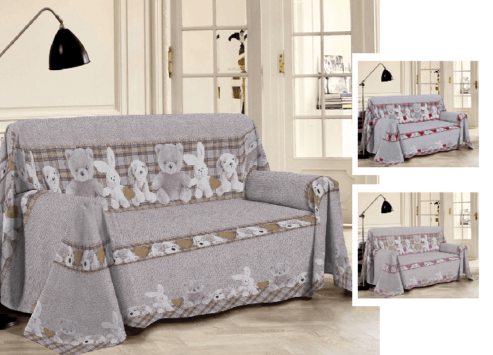 Telo Arredo Multiuso Linea Pensieri Delicati In 100% Cotone Disegno Peluches