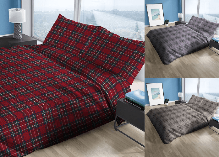 BIANCHERIAWEB Sacco Copripiumino In 100% Cotone Per Piumino Dis Scozzese Kilt Vari Colori Colore Rosso,Misura Piazza E Mezza