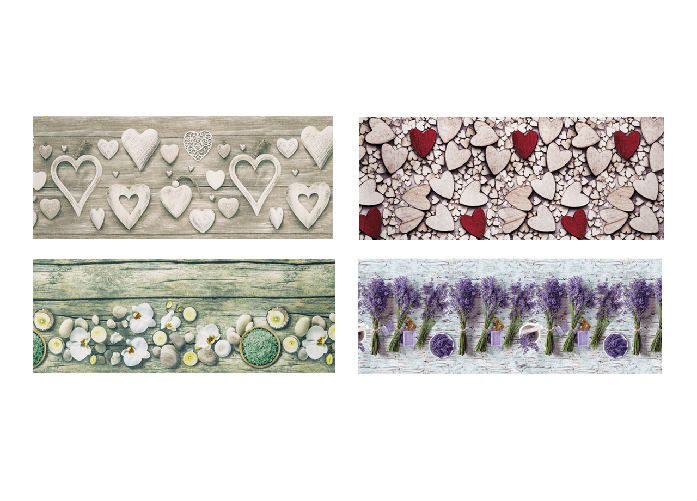 BIANCHERIAWEB Tappeto Cucina Antiscivolo Stampa Digitale Emozioni Fantasie Shabby Cuori Fiori Colore Cuori legno,Misura 58x115