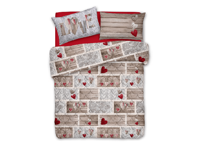 BIANCHERIAWEB Trapunta Invernale Linea Pensieri Delicati Disegno Shabby Love Colore Rosso Colore Rosso,Misura Matrimoniale