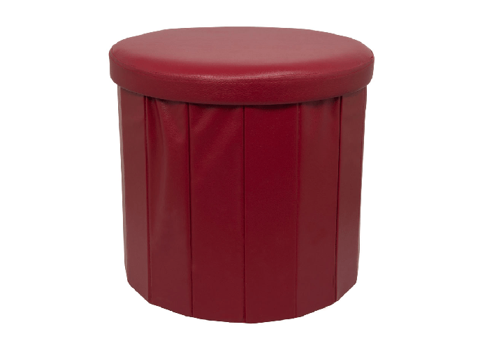 BIANCHERIAWEB Pouf Salotto Contenitore Ecopelle Rotondo Pieghevole Tinta Unita Vari Colori Colore Bordeaux,Misura Pouf