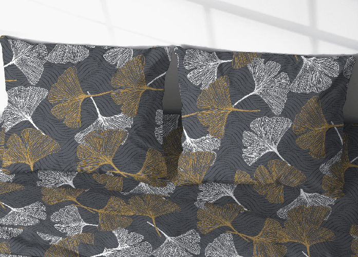 Sacco Copripiumino In 100% Cotone Made Italy Moderno Disegno Ginko