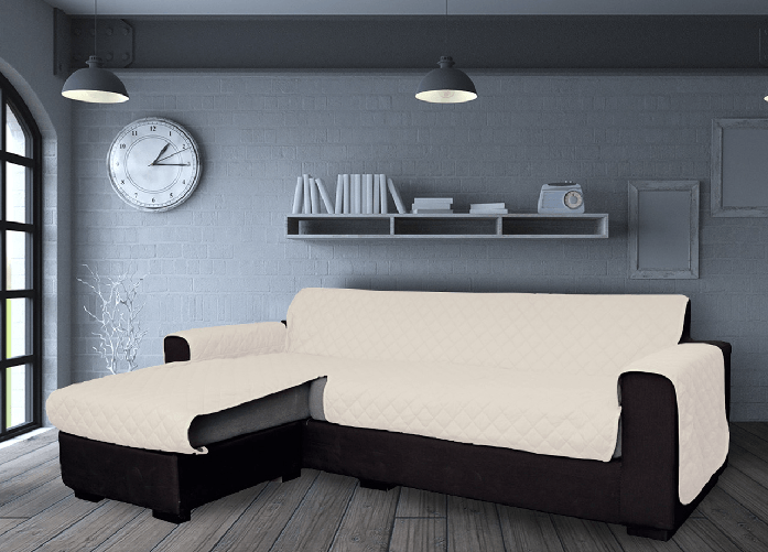BIANCHERIAWEB Copridivano Con Penisola Antimacchia Trapuntato Modello Star Colore Panna Colore Panna,Misura 240cm