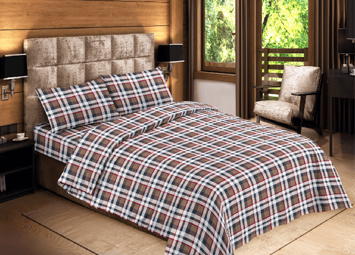 BIANCHERIAWEB Completo Lenzuola Letto 100% Cotone Disegno Scozia Mod RP Made In Italy Colore Scozia,Misura Piazza E Mezza