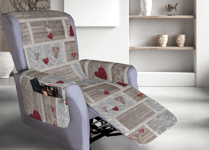 BIANCHERIAWEB Copripoltrona Reclinabile Trapuntata Shabby Love Poltrona Relax Linea Pensieri Delicati Colore Rosso,Misura Poltrona