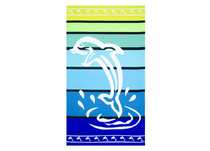 Telo Mare Grande 100x180 Spugna Asciugamano Spiaggia Maui Dolphin