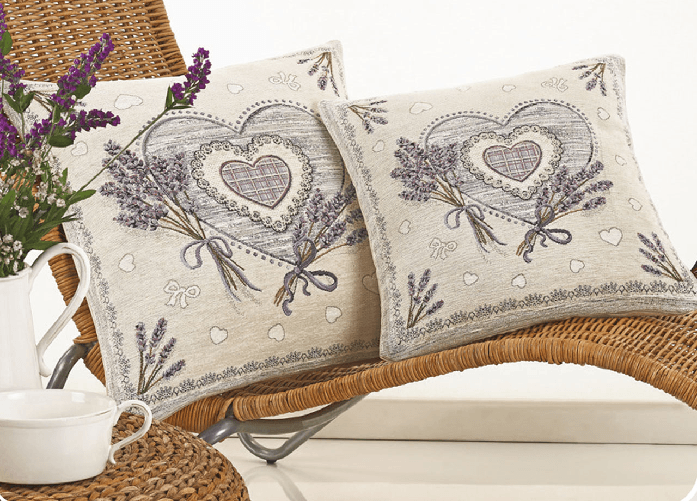 BIANCHERIAWEB Federa Cuscino Arredo Casa Fodera Tessuto Cinigliato Fantasia Floreale Lavanda Colore Lavanda,Misura 50x50