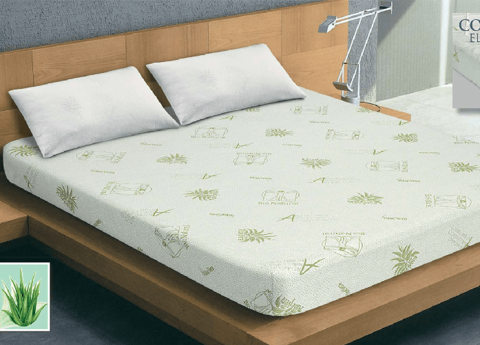 BIANCHERIAWEB Coprimaterasso Imbottito Elasticizzato Anallergico Federe Cuscino Letto Made Italy Colore Aloe,Misura Piazza E Mezza