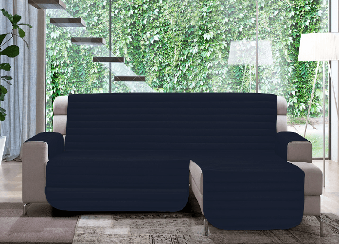 BIANCHERIAWEB Copridivano Trapuntato Per Divani Con Penisola Modello Simpaty Colore Blu Colore Blu,Misura 240 cm
