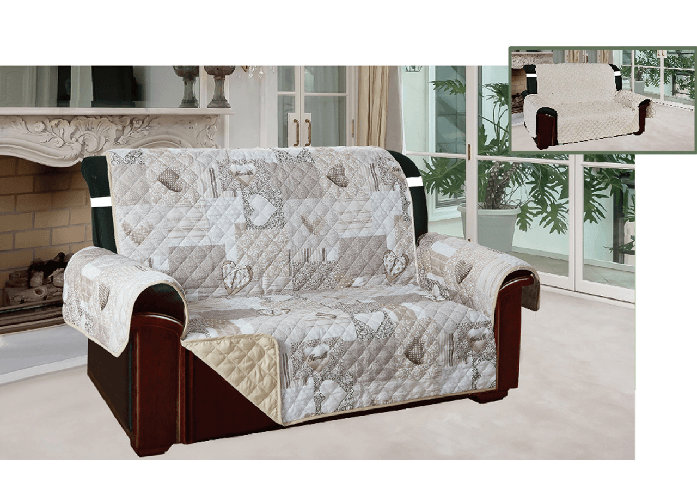 BIANCHERIAWEB Copridivano E Copripoltrona Trapuntato Reversibile Modello Kino Colore Beige Colore Beige,Misura 2 Posti