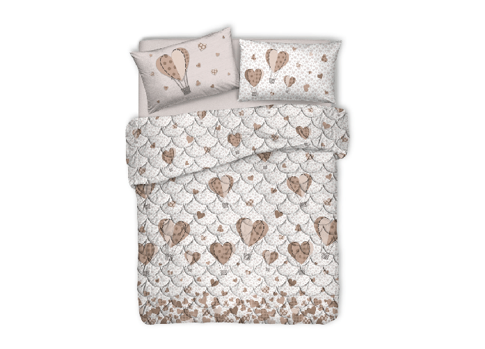 BIANCHERIAWEB Trapuntino Estivo Disegno Mongolfiera Colore Beige Colore Beige,Misura Matrimoniale