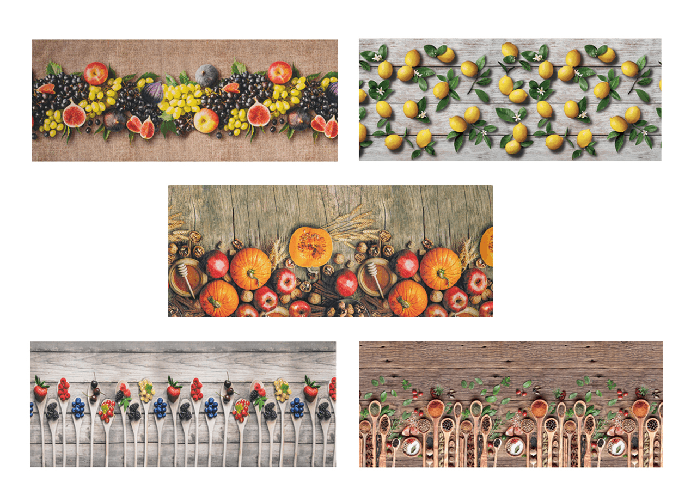 BIANCHERIAWEB Tappeto Cucina Antiscivolo Stampa Digitale Linea Emozioni Fantasie Sapori Colore FichiUva,Misura 58x115