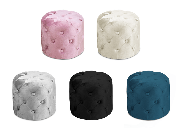 Pouf Salotto/Camera Con Bottoni Imbottito Modello Velvet Parigi In Tinta Unita