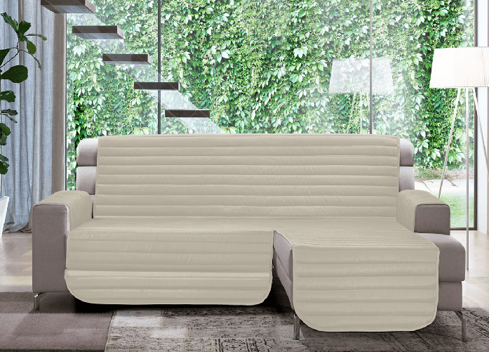 BIANCHERIAWEB Copridivano Trapuntato Per Divani Con Penisola Modello Simpaty Colore Panna Colore Panna,Misura 240 cm