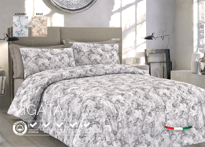 BIANCHERIAWEB Trapunta Estiva Quilt Primaverile Leggero 100gr Disegno Vigata Colore Azzurro,Misura 1 Piazza e Mezza